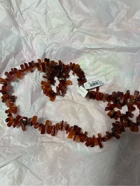Lord & Taylor Brown Amber-Tone Beaded Necklace and Bracelet Set